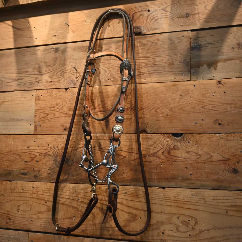 Bridle Rig - CowPerson Tack Silver Headstall with a 3 piece Gag Bit  - RIG403 Tack - Rigs Cowperson Tack   