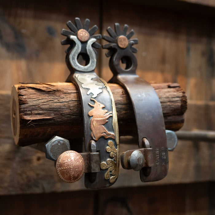 Jeff Payne Silver & Copper Mounted 12pt. Spurs
