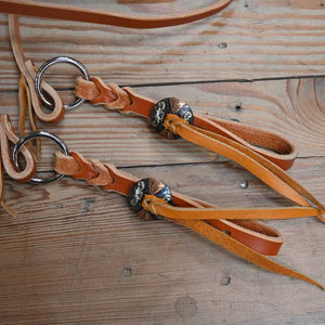 Joe Hipp 8ft. Roping Reins with Silver/Copper Conchos JHL005 Tack - Reins Joe Hipp Leather   