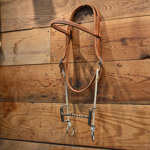 Cow Horse Supply Bridle - 2 Pc. Twisted - Lariat Sliding Gag Bit - CHS267 Tack - Training - Headgear Cow Horse Supply   