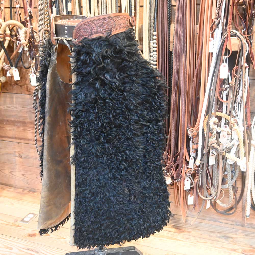 Visalia Stock Saddle Co. Rare Vintage Angora Bell Chaps Tack - Chaps & Chinks Visalia Stock Saddle Co.