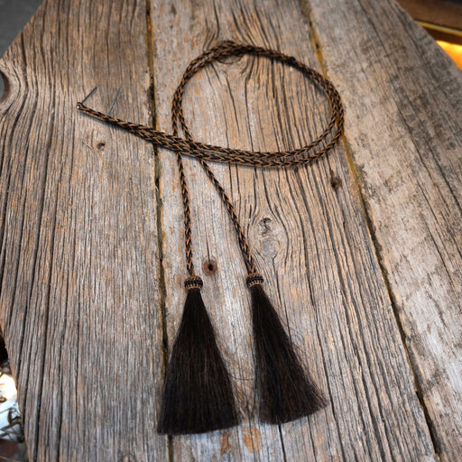 Handmade Black & Tan Horse Hair Stampede Strings HATS - HAT RESTORATION & ACCESSORIES Teskey's