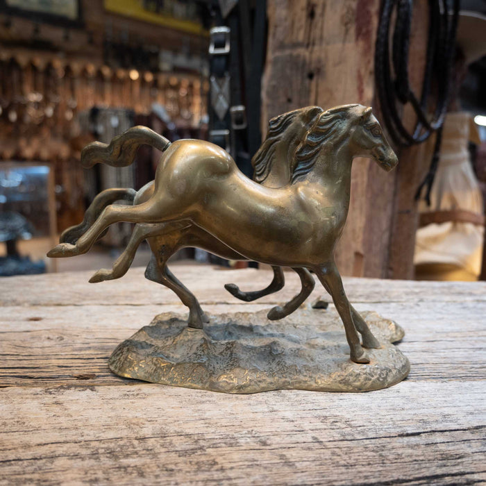 Vintage Mid Century Solid Brass Horse Sculpture