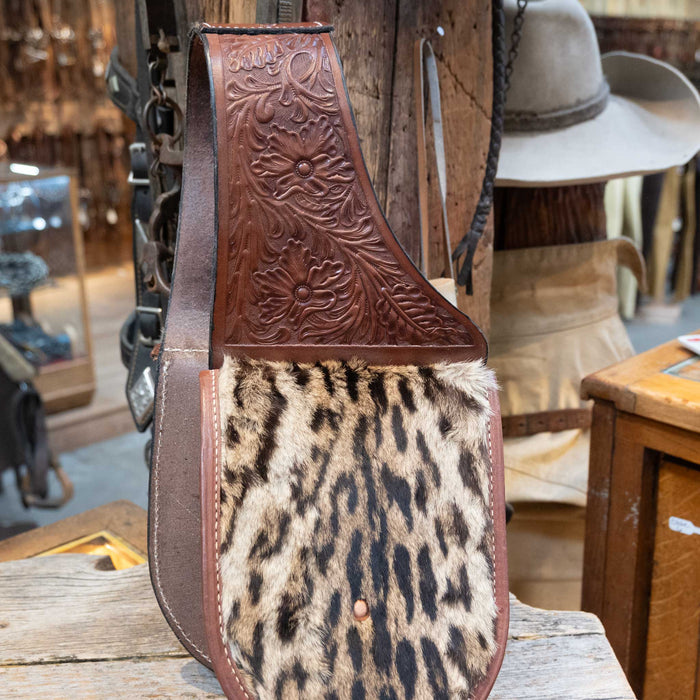 Vintage Real Leopard Hide Saddle bags by John Clark Shakopee Minn. 2292