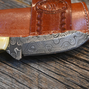 Justin Wiley Handmade Damascus Steel Knife with Leather Sheath WK018 Knives - Knife Accessories JUSTIN WILEY   