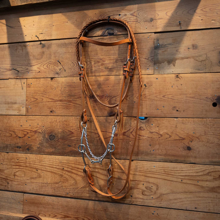 Classic Equine Sliding Gag Twisted Wire Dogbone Bridle Rig