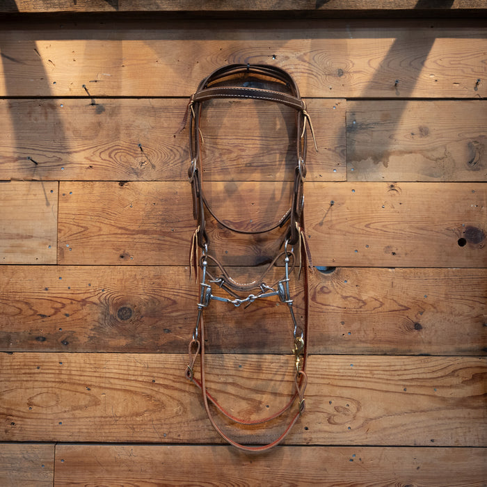 CHS Dog Bone Sliding Gag Bridle Rig Tack - Training Cow Horse Supply