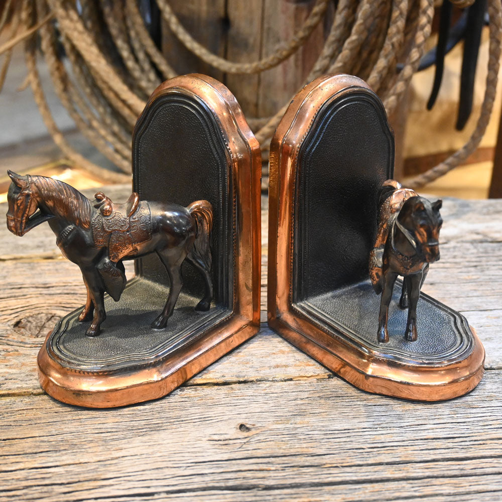 Vintage Brass Spanish Saddle Horse Bookends _CA1235 Collectibles Teskeys