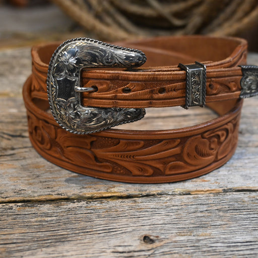 Vintage 34" Leather Belt w/sterling silver buckle Collectibles Ernest