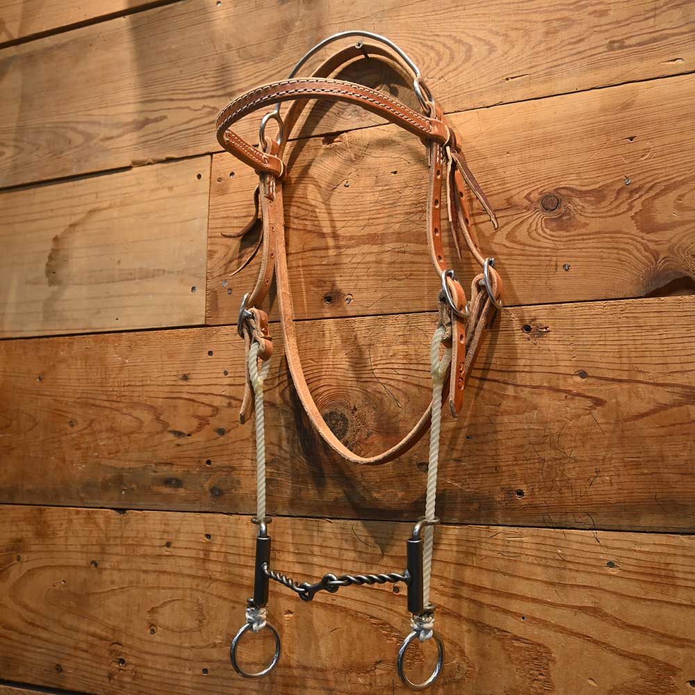 Cow Horse Supply - Headstall Rig - Twisted Dog bone - Steel Crown-Gag  CHS212 Tack - Training - Headgear Cow Horse Supply   