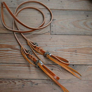 Joe Hipp 8ft. Roping Reins with Silver/Copper Conchos JHL004 Tack - Reins Joe Hipp Leather   