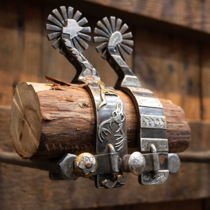 B. Mauney Silver & Copper Mounted 16pt Spurs