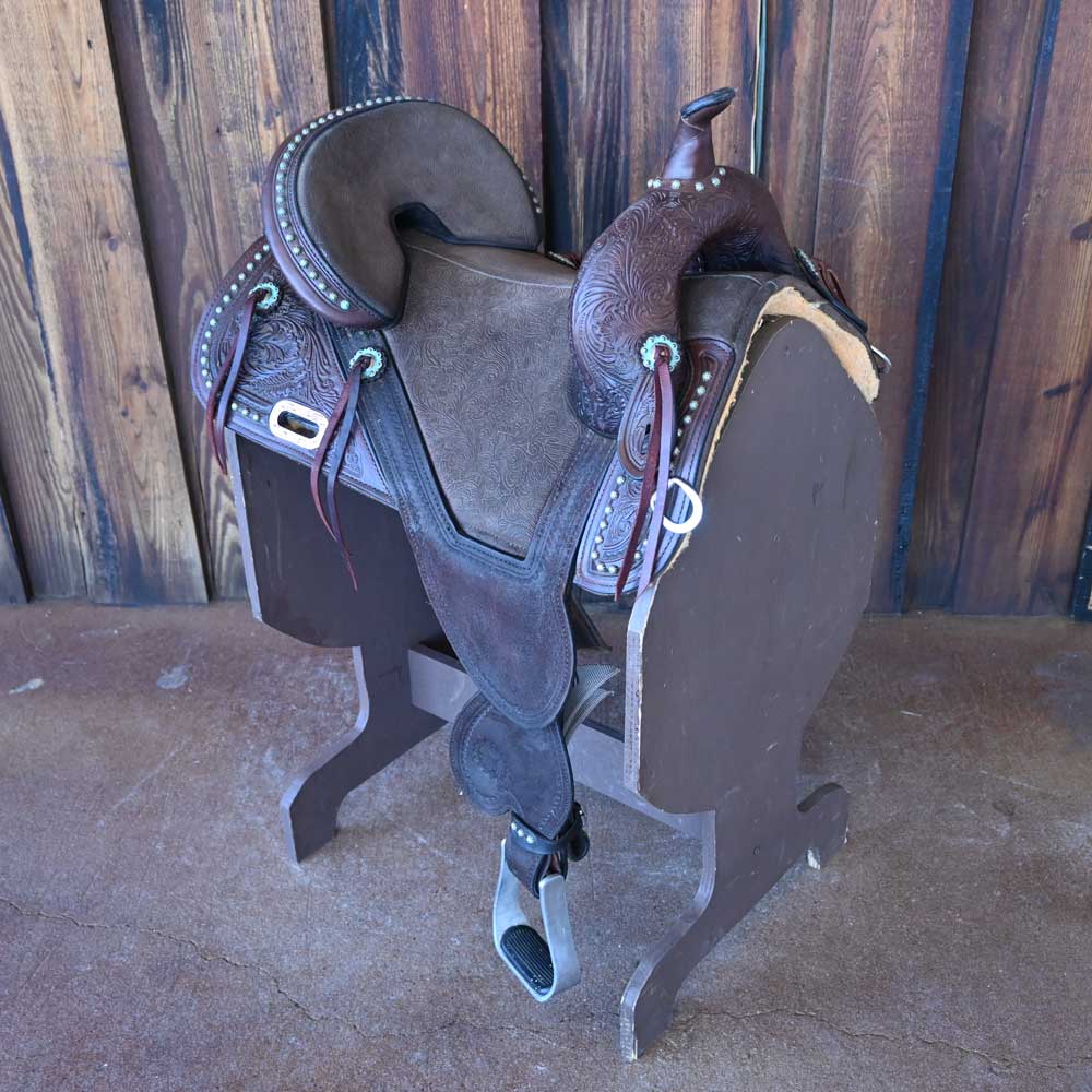 15" USED CIRCLE Y TAMMY FISCHER TREELESS BARREL SADDLE Saddles - Used Circle Y Saddlery