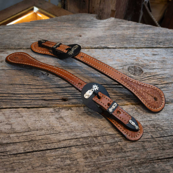 Basket Tooled Spur Straps Tack - Spur Straps MISC