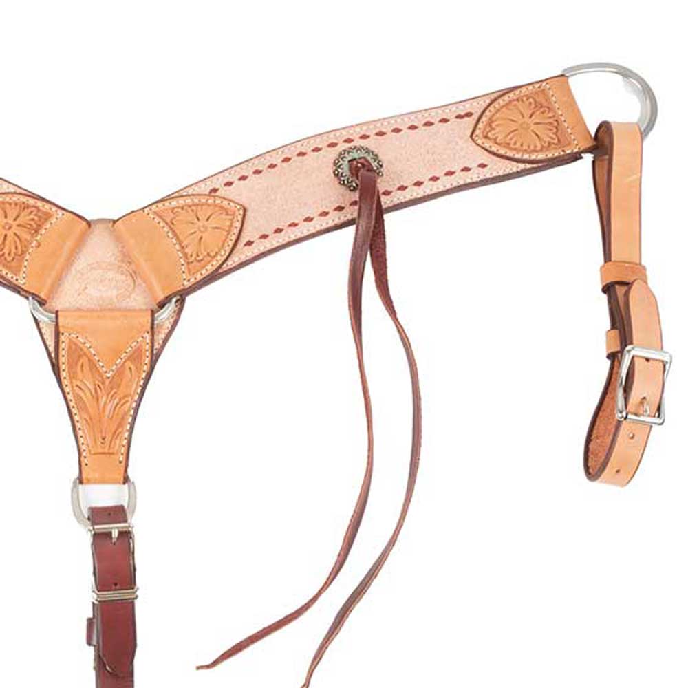 Teskey's 3" Roughout Buckstitch Breast Collar With Strings Tack - Breast Collars Teskey's