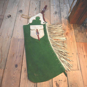 Used Kelley Green Rough-Out Stepthrough Chaps Tack - Chaps & Chinks MISC