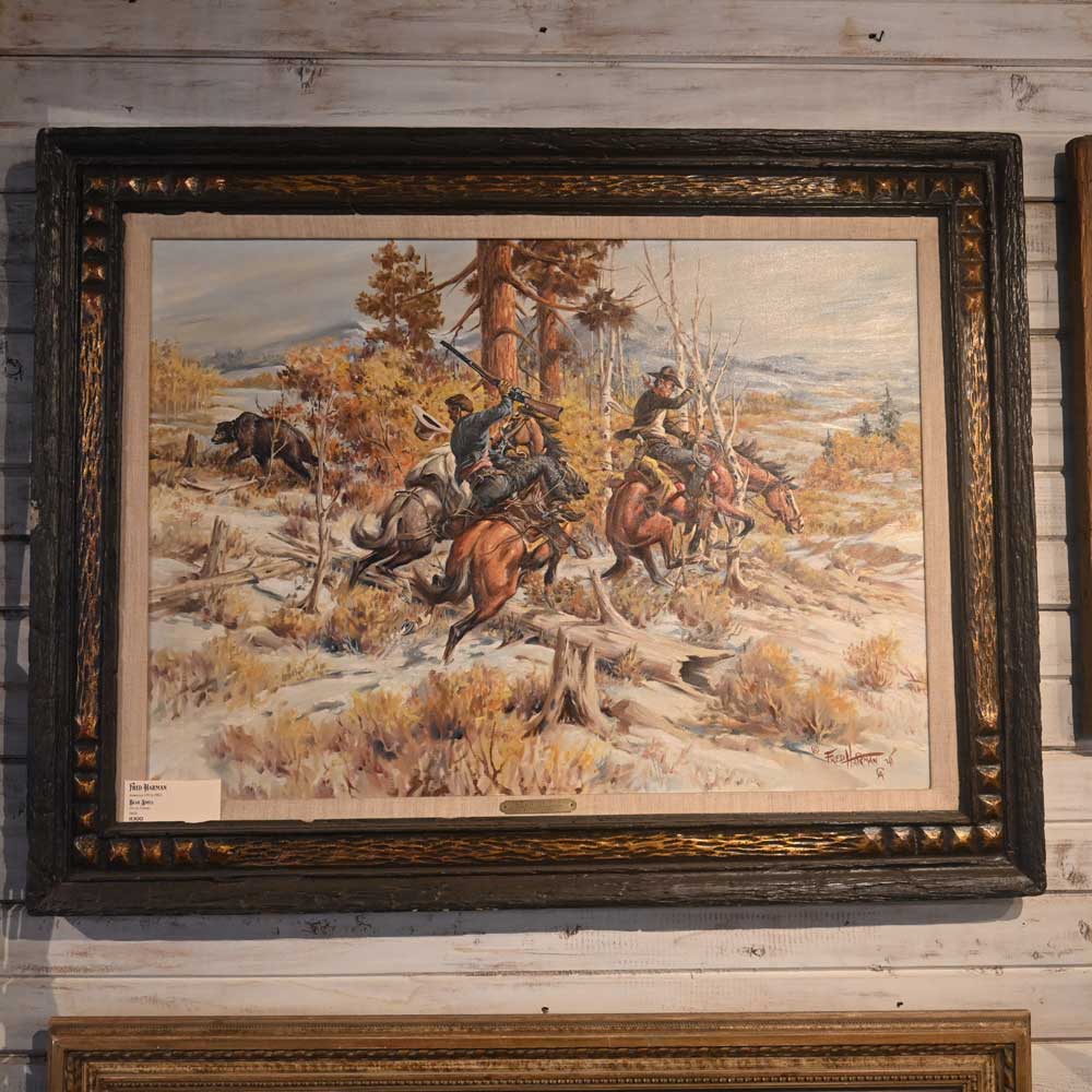 Western Art - Decor - Fred Harman Painting - "Bear Smell"   PA109 Collectibles Fred Harman   