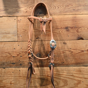 Joe Hipp Braided Leather Headstall with Cheek Ring and Headstall Buckle JHL037 Tack - Headstalls Joe Hipp