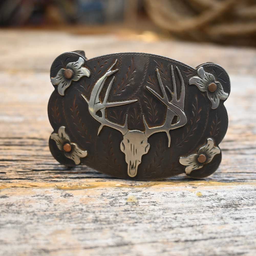 Josh Ownbey - Silver Mounted Trophy Buck Head Buckle _CA1302 ACCESSORIES - Additional Accessories - Buckles Josh Ownbey Cowboy Line