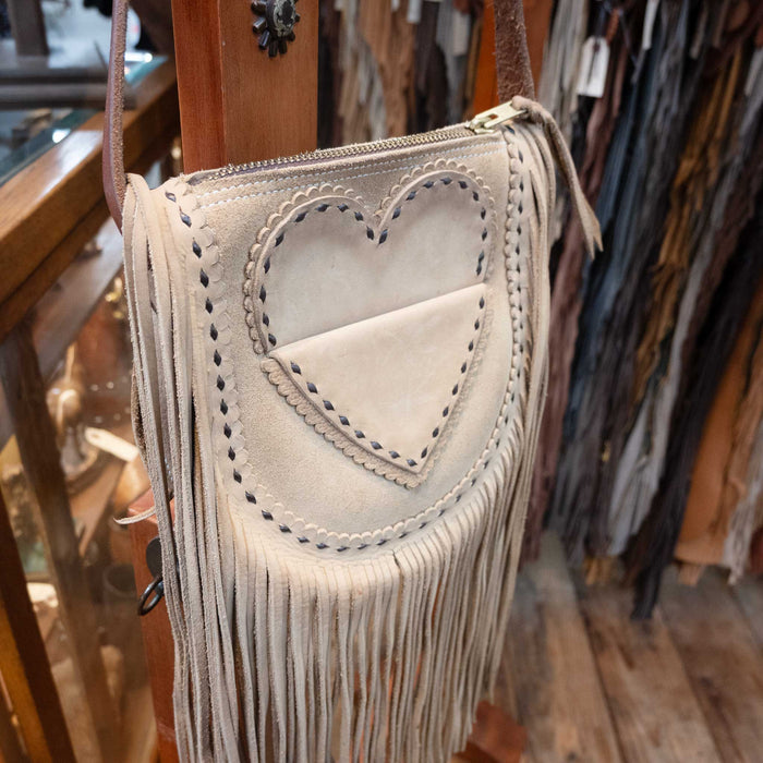 Handmade Crossbody Leather Heart Purse