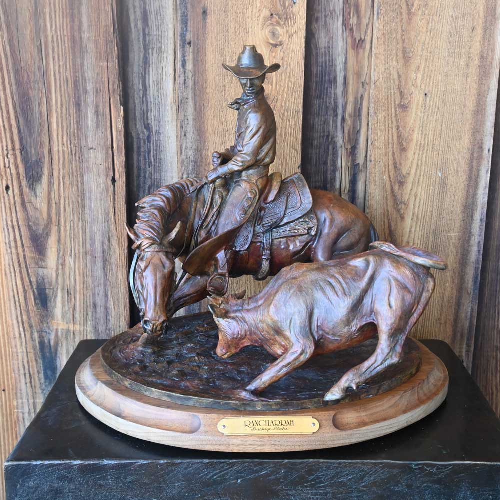 "Rancharrah" Bronze Cutting Horse Sculpture created by Jake Buckeye Blake _CA558
