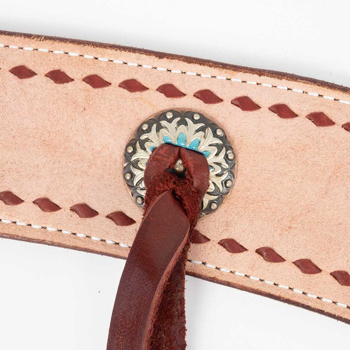 Teskey's 3" Roughout Buckstitch Breast Collar With Strings Tack - Breast Collars Teskey's Turquoise  