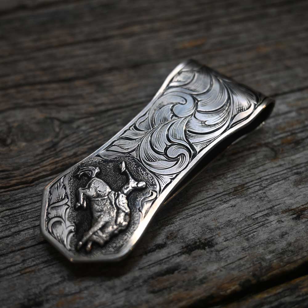 Handmade Silver engraved money clip by THIEL   _CA911 Collectibles THiel   