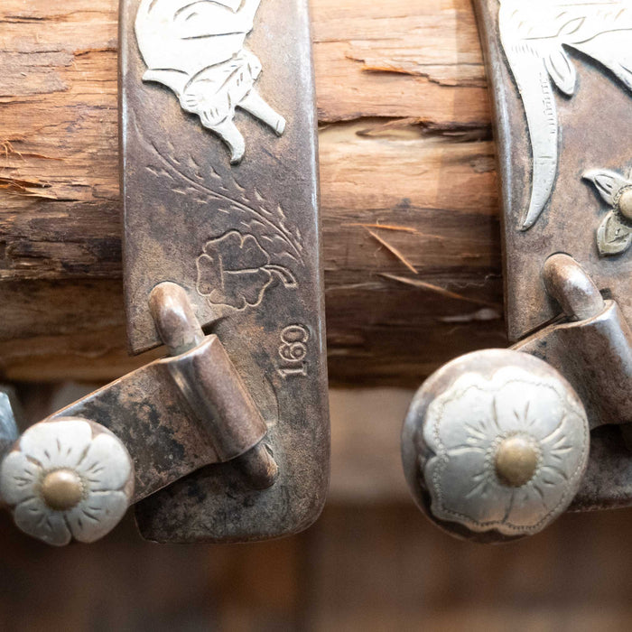 #544 Ron Tollison's Mounted Longhorn's & Flowers Spurs