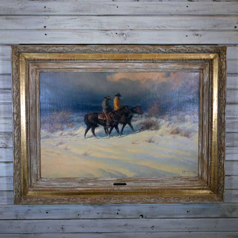 Western Art - G. Harvey "Panhandle Chill" 1978 _CA678 Collectibles G. Harvey