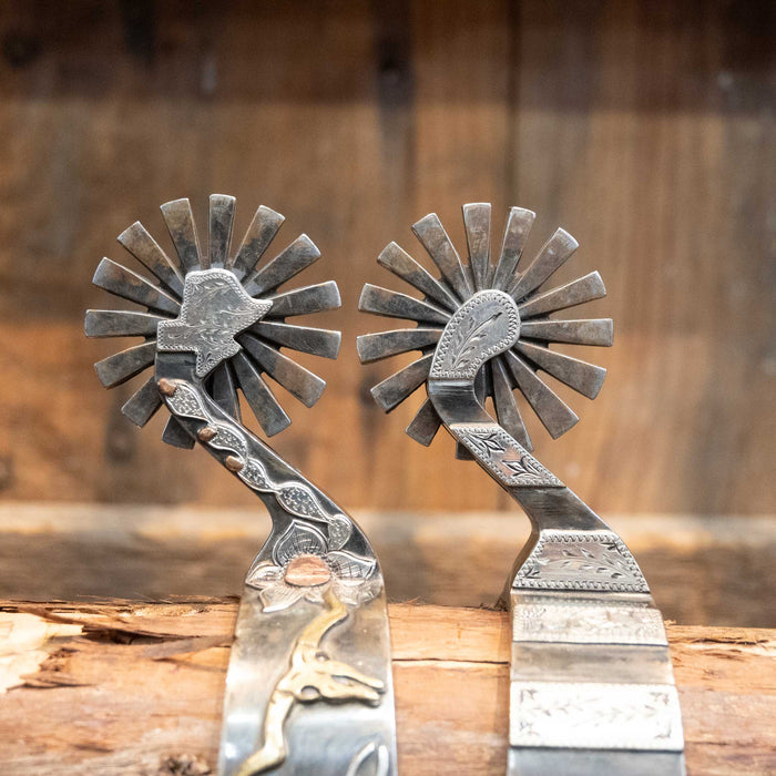 B. Mauney Silver & Copper Mounted 16pt Spurs