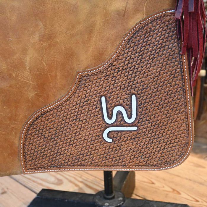 Tooled "JW" Batwing Chaps w/Red Fringe Tack - Chaps & Chinks MISC