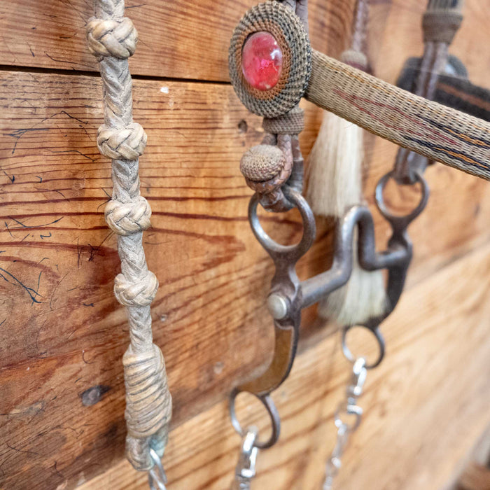 Vintage Prison made Rawhide & Horse Hair Bridle Rig & Rawhide Romels Tack - Rigs MISC