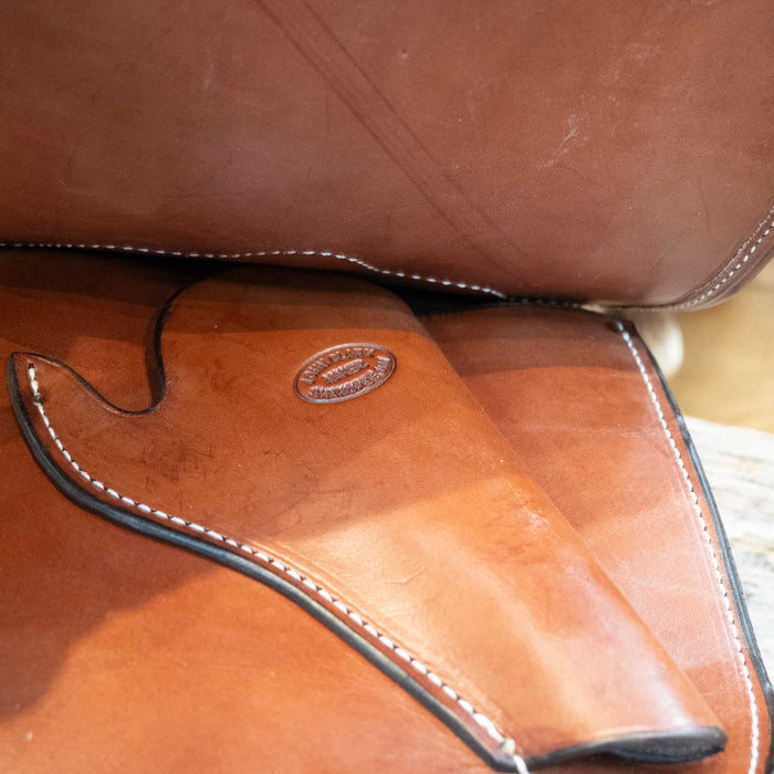 Vintage Real Leopard Hide Tooled Pommel Bags by John Clark Shakopee Minn.