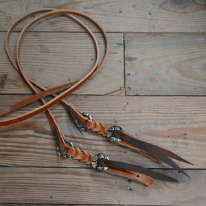 Joe Hipp 8ft. Roping Reins with Silver/Copper Conchos JHL006 Tack - Reins Joe Hipp   