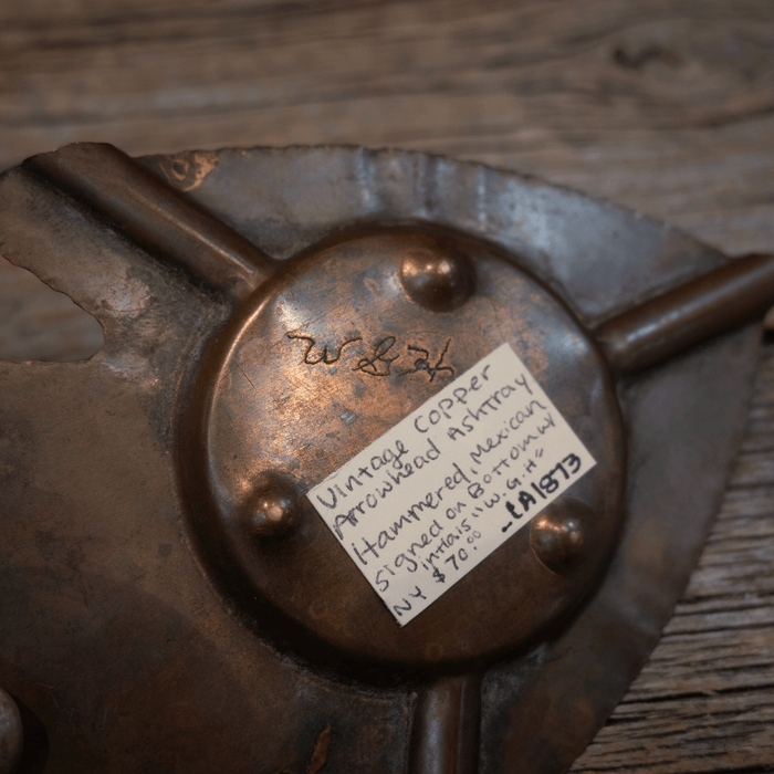 Vintage Hammered Arrowhead Copper ashtray 1873