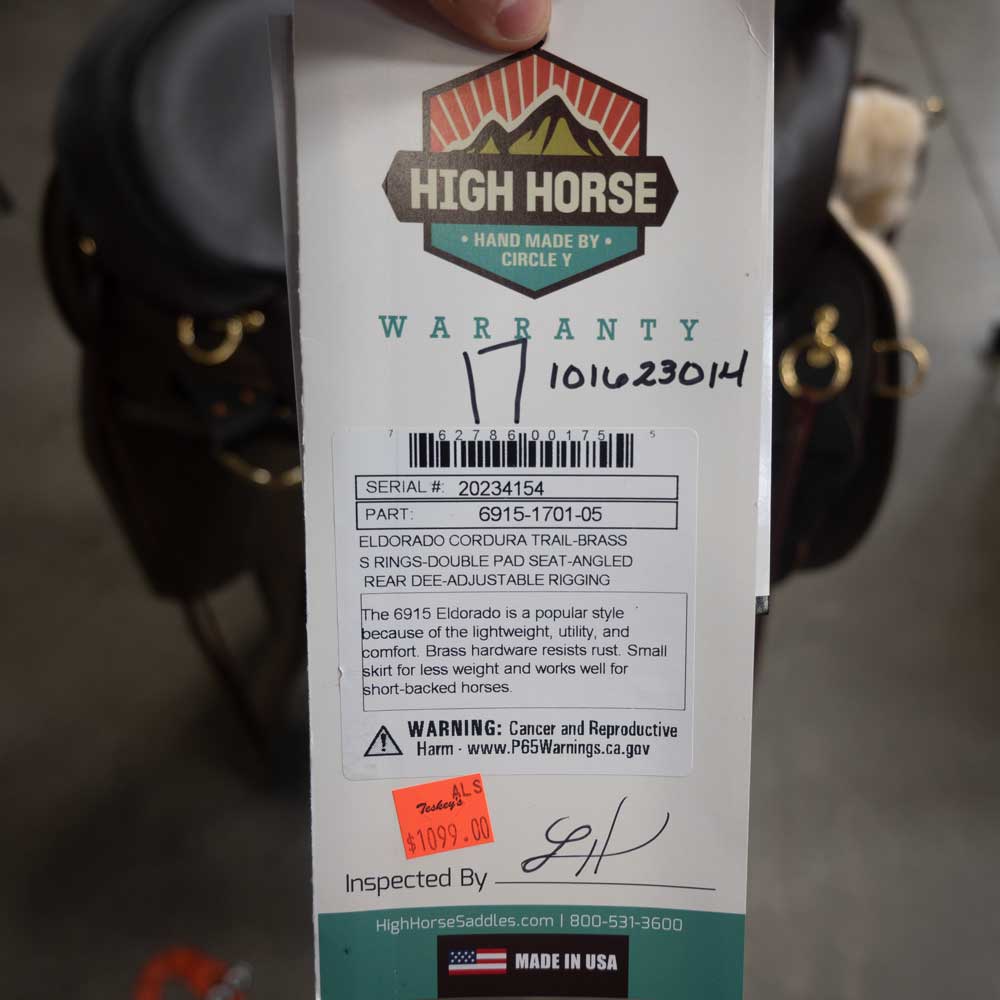 17" HIGH HORSE EL DORADO CORDURA TRAIL SADDLE Teskeys