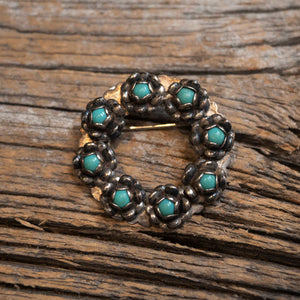 Vintage Sterling & Turquoise Lapel Pin