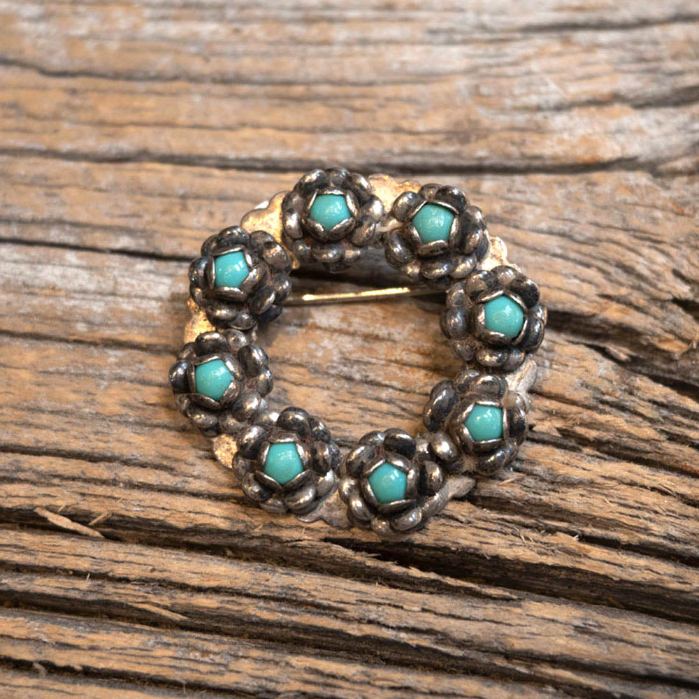 Vintage Sterling & Turquoise Lapel Pin