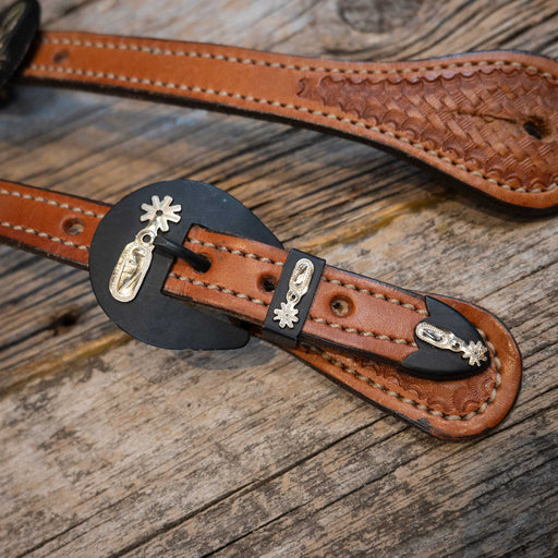 Basket Tooled Spur Straps Tack - Spur Straps MISC