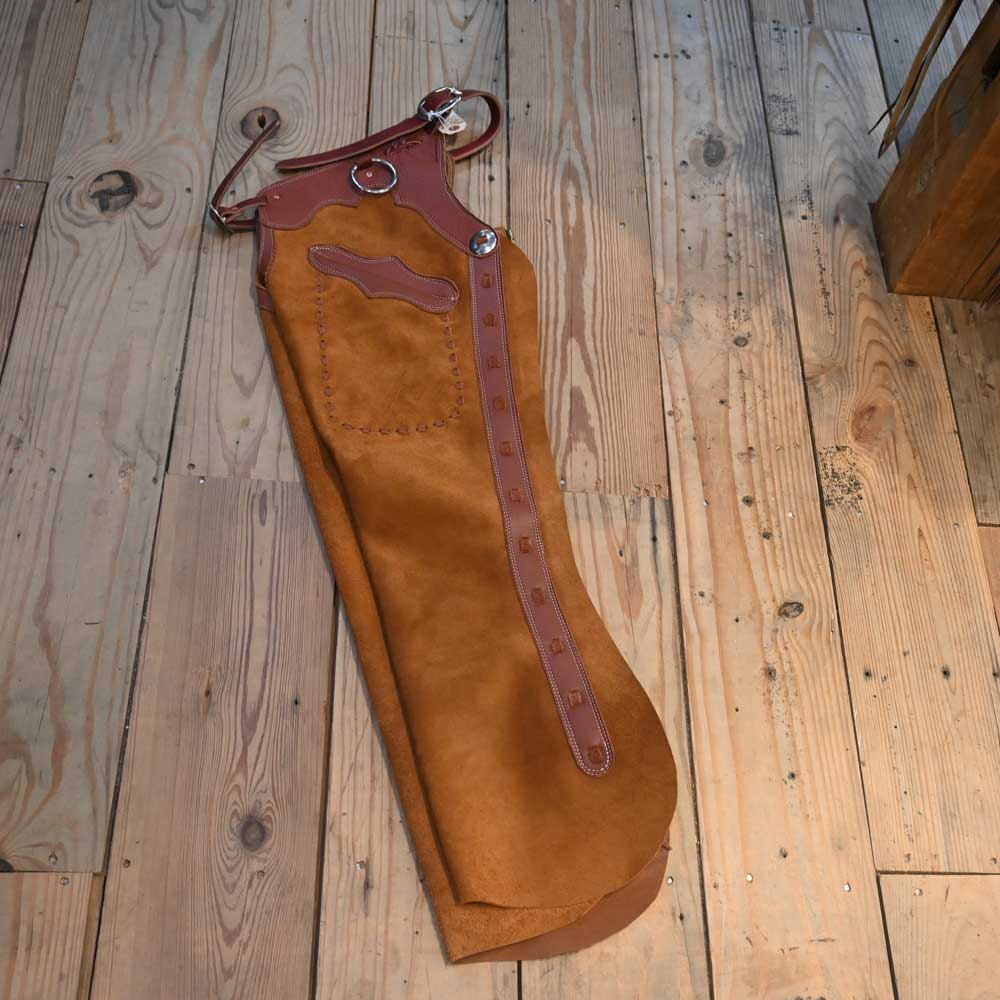 Shotgun Chaps - Medium RUST with Burgundy accents Rough-Out Chaps CHAP1075 Tack - Chaps & Chinks Teskey's