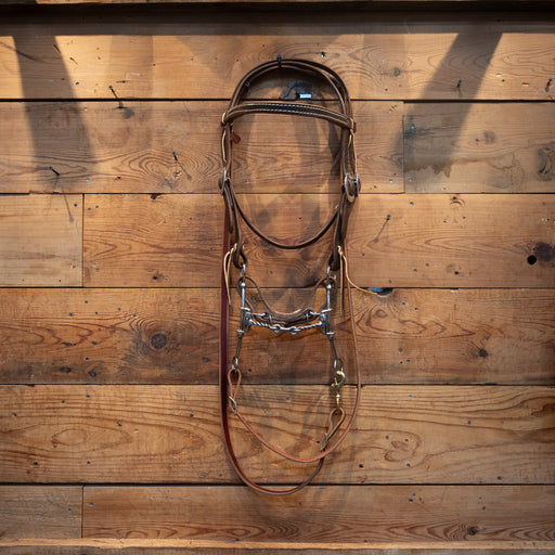 CHS Twisted Dog Bone Sliding Gag Rig Tack - Training Cow Horse Supply