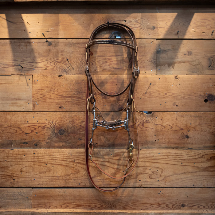 CHS Twisted Dog Bone Sliding Gag Rig Tack - Training Cow Horse Supply
