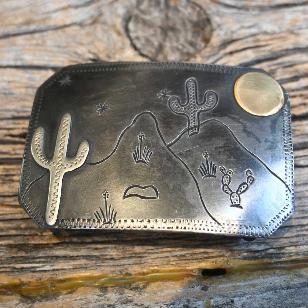 Turtle Jones - Silver Engraved Desert Buckle _CA1303 ACCESSORIES - Additional Accessories - Buckles Turtle Jones