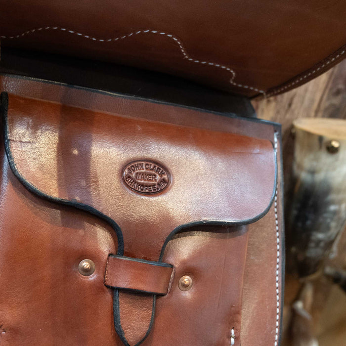 Vintage Real Leopard Hide Tooled Pommel Bags by John Clark Shakopee Minn.