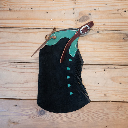 Kid's Green Roughout Chaps Tack - Chaps & Chinks Jeremiah Miller