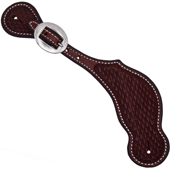 Teskey's Basketweave Spur Straps w/White Stitching