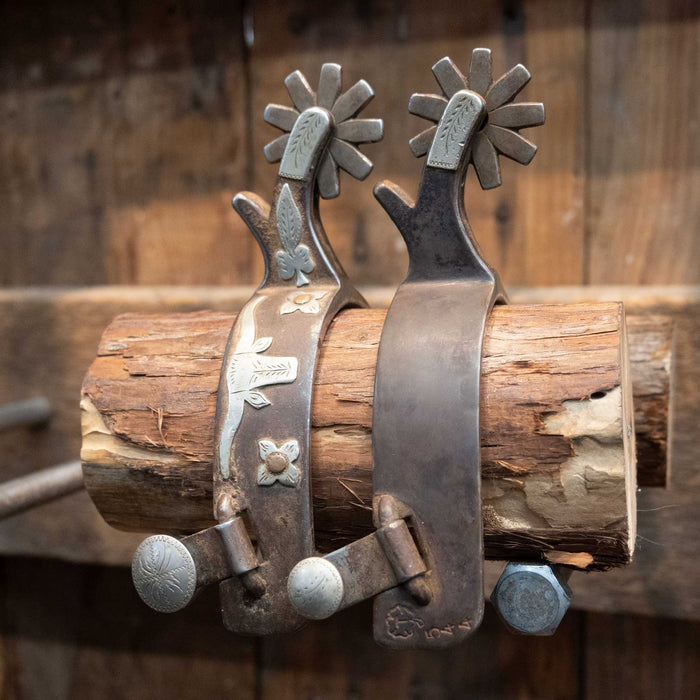 #544 Ron Tollison's Mounted Longhorn's & Flowers Spurs