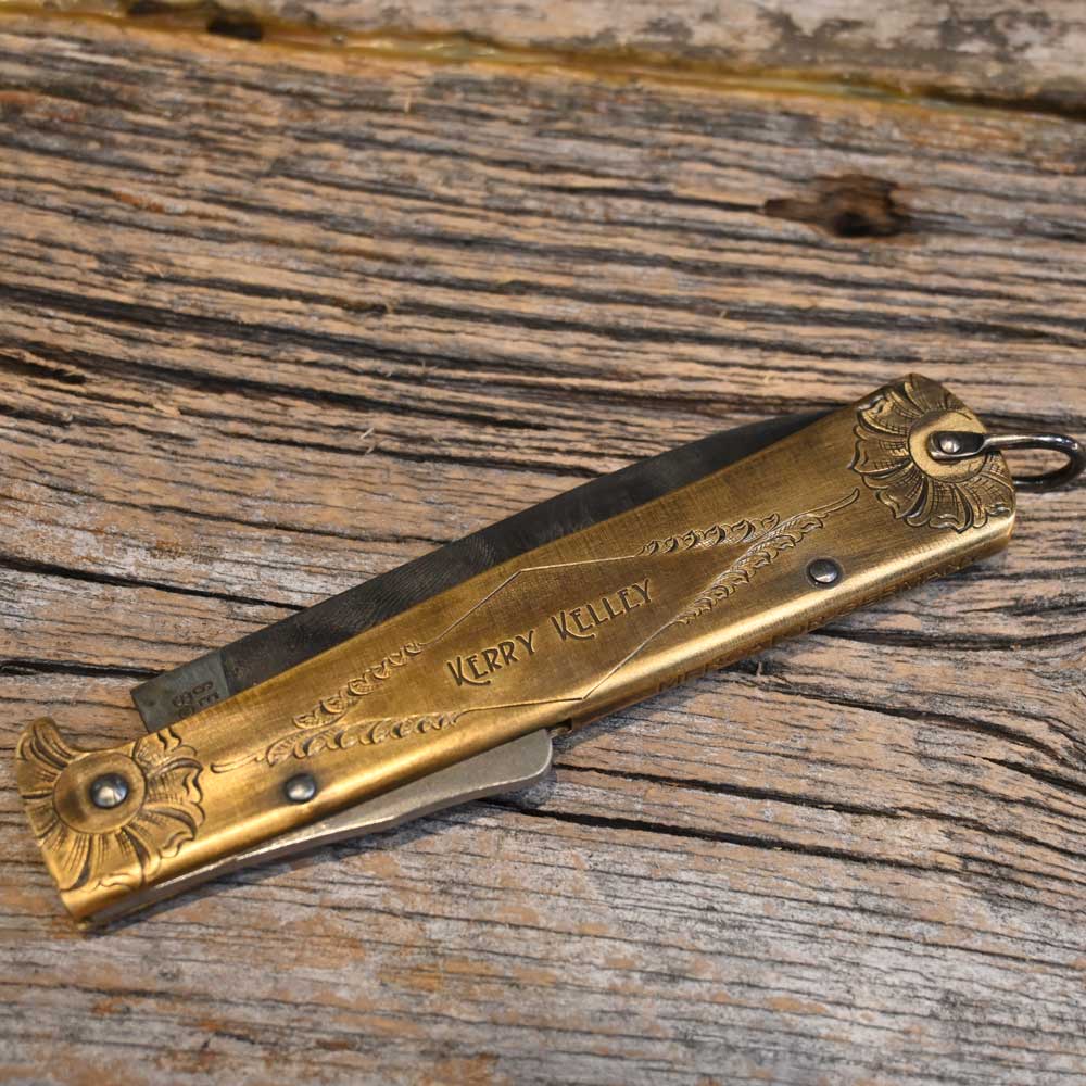 Kerry Kelley Brass engraved Knife AAHT123 Knives Kerry Kelley