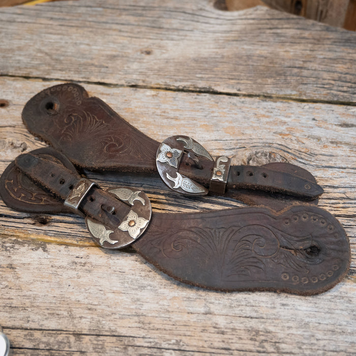 Alward Handmade Tooled Spur Straps w/Buckles