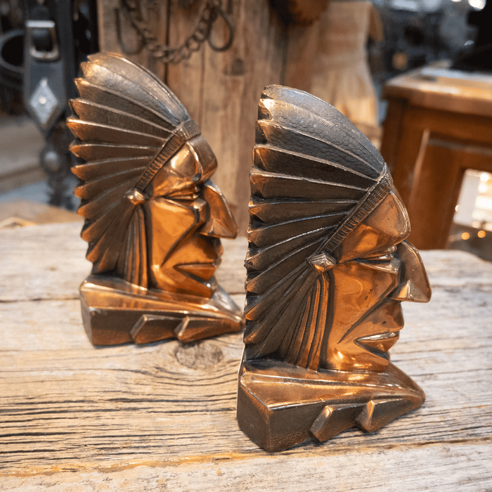 Fantastic Art Deco Native American Chief Bookends